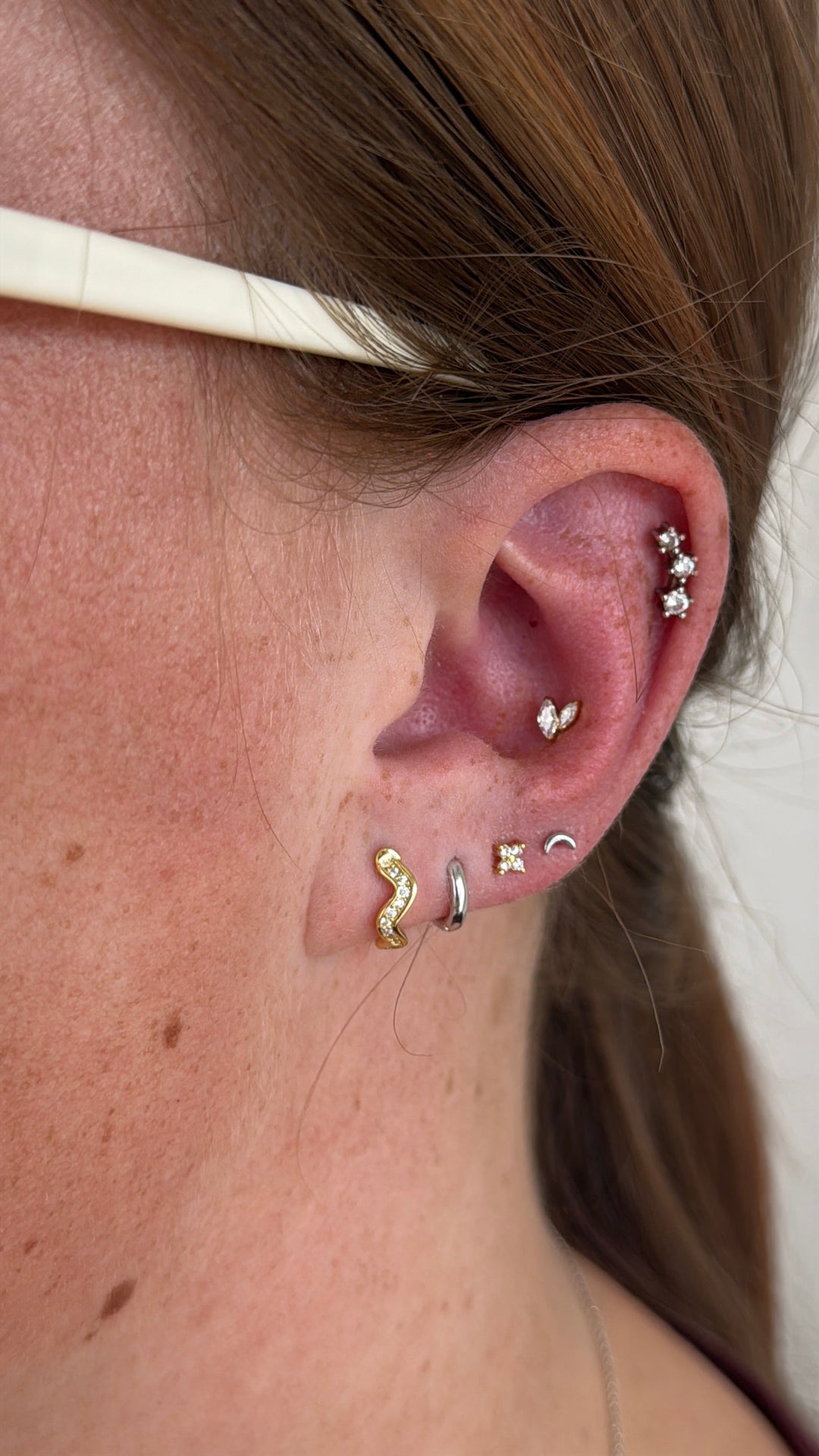 Offset Stack Piercing Stacked Lobe Piercings : The Ultimate Trend For A Curated Ear Stack ...