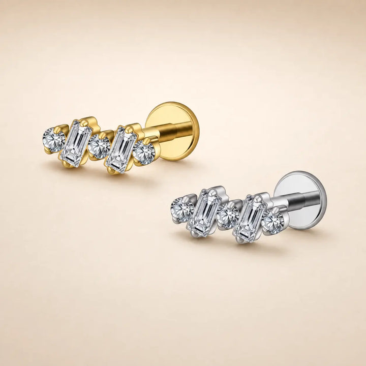 Jacquard Crystal Baguette Single Stud