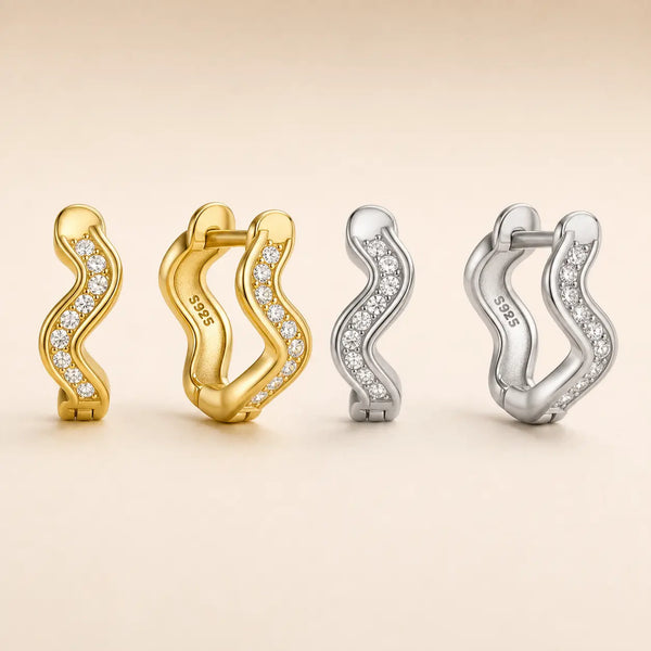 Zig Zag Crystal Mini Hoops