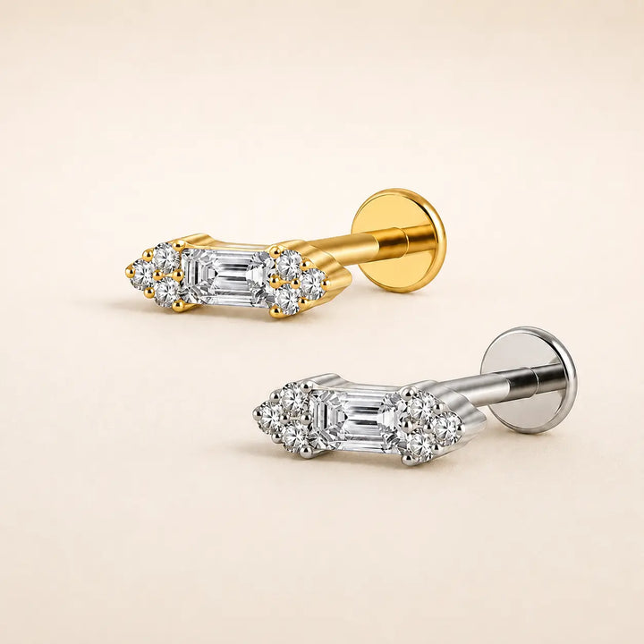 Duo Crystal Baguette Single Stud
