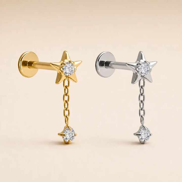 Star Chain Drop Single Stud