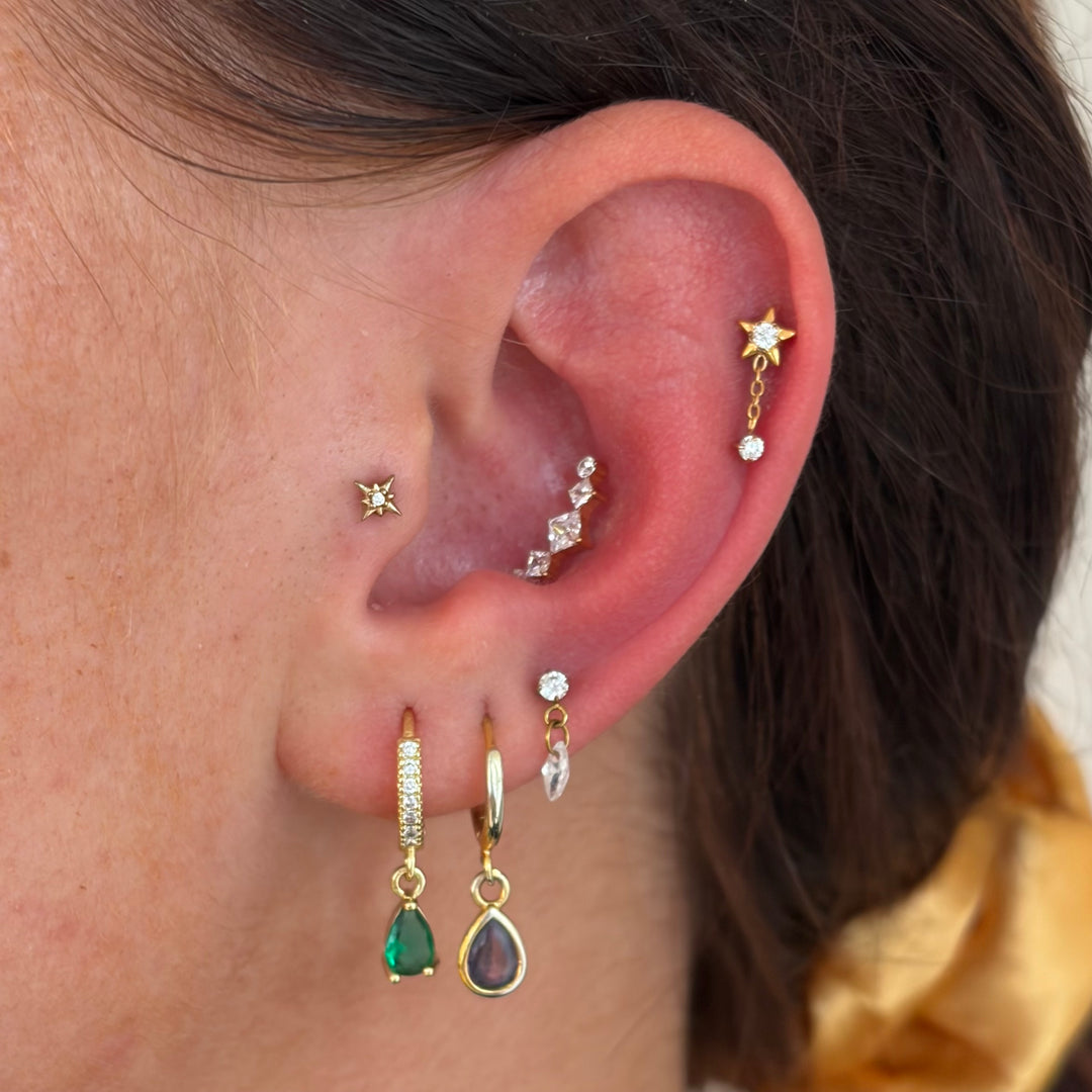 Star Chain Drop Single Stud