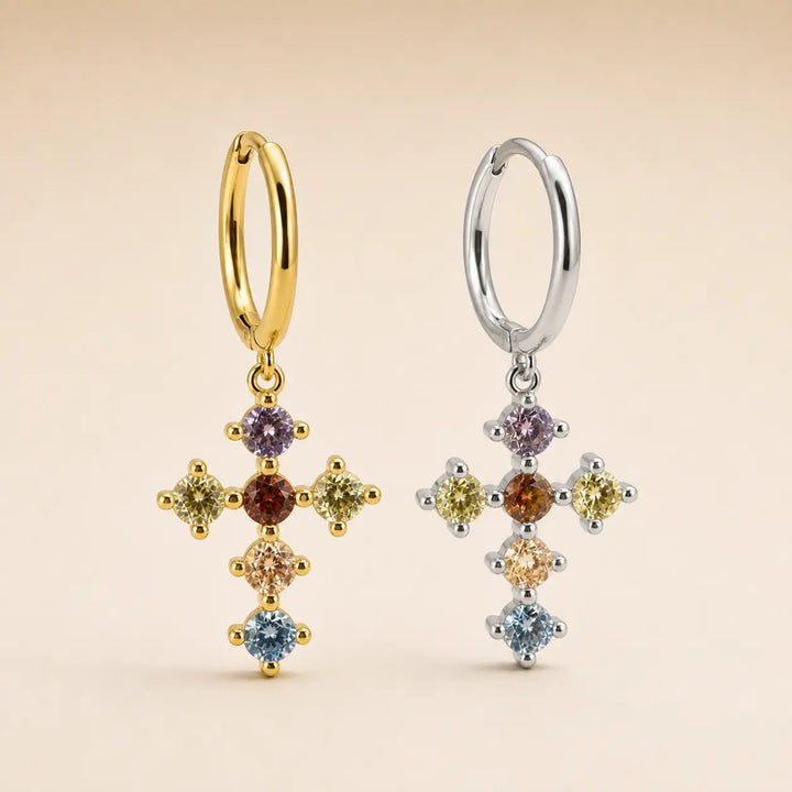Colourful Cross Mini Hoops