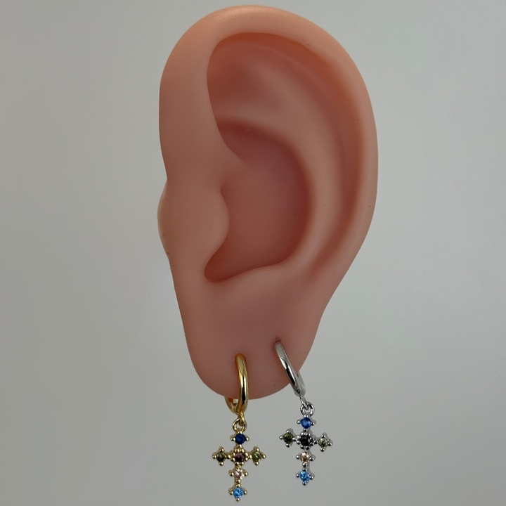 Colourful Cross Mini Hoops