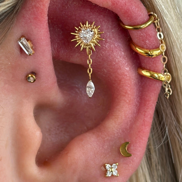 Fire Heart Single Stud