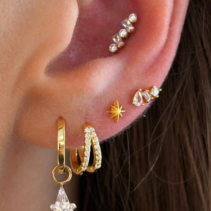 Jacquard Crystal Baguette Single Stud