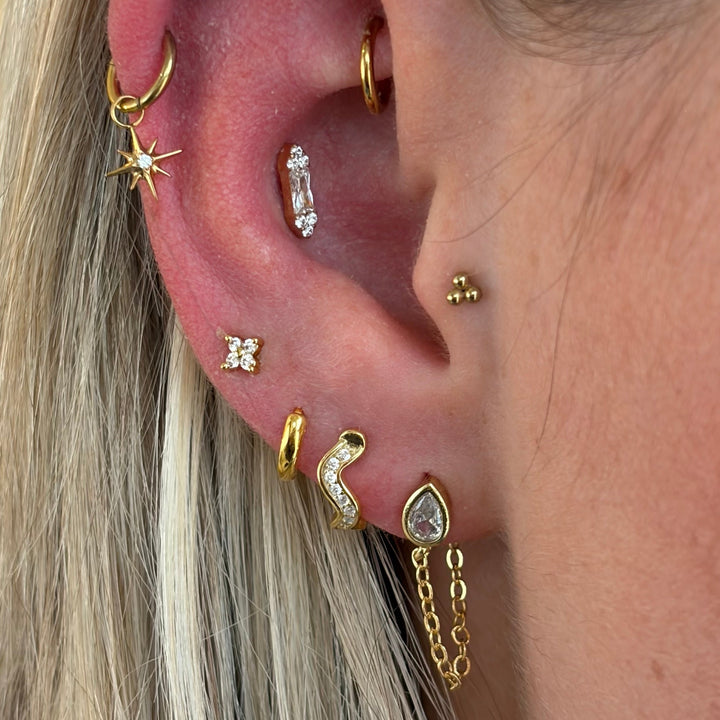 Duo Crystal Baguette Single Stud