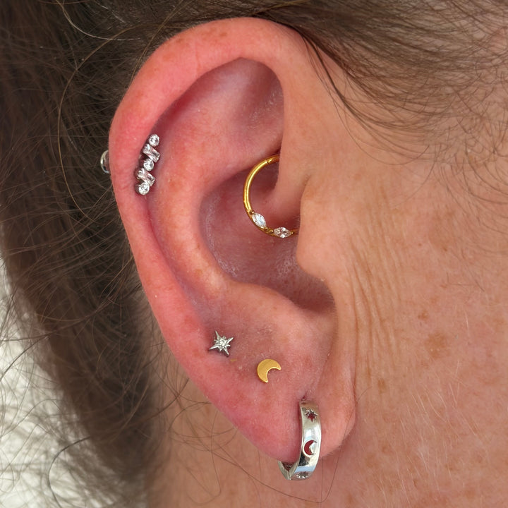 Leaf Crystal Daith Hoop