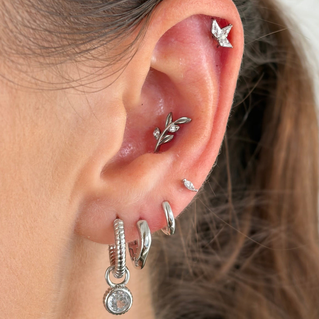 Crystal Charm Mini Hoops