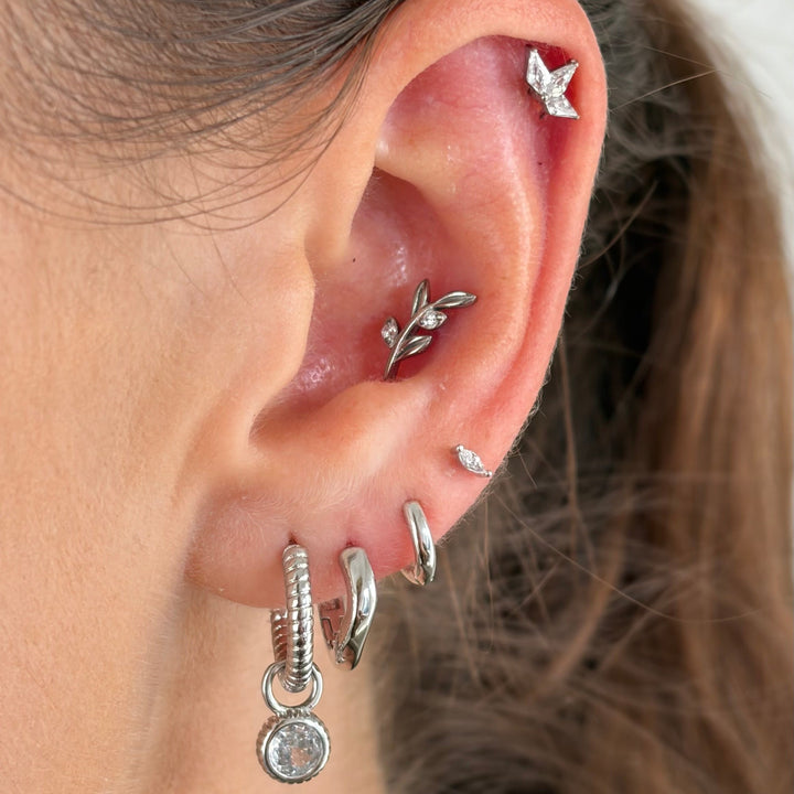 Crystal Charm Mini Hoops