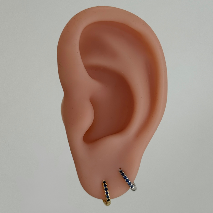 Navy Crystal Mini Hoops