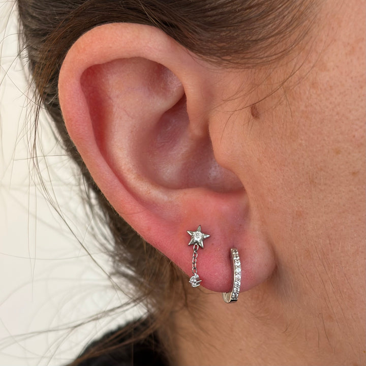 Star Chain Drop Single Stud