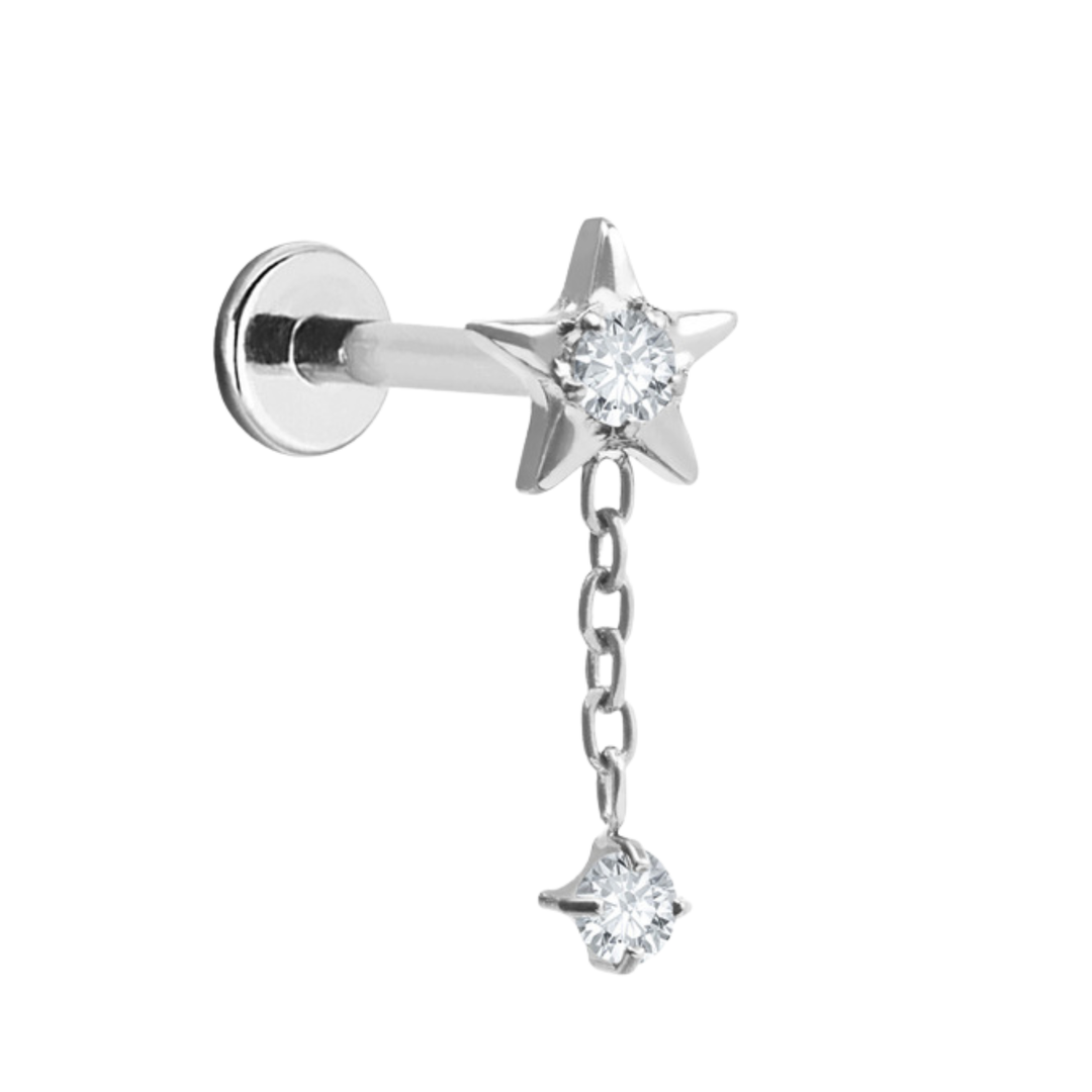 Star Chain Drop Single Stud