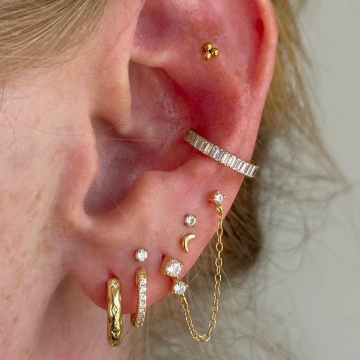 Baguette Crystal Single Hoop