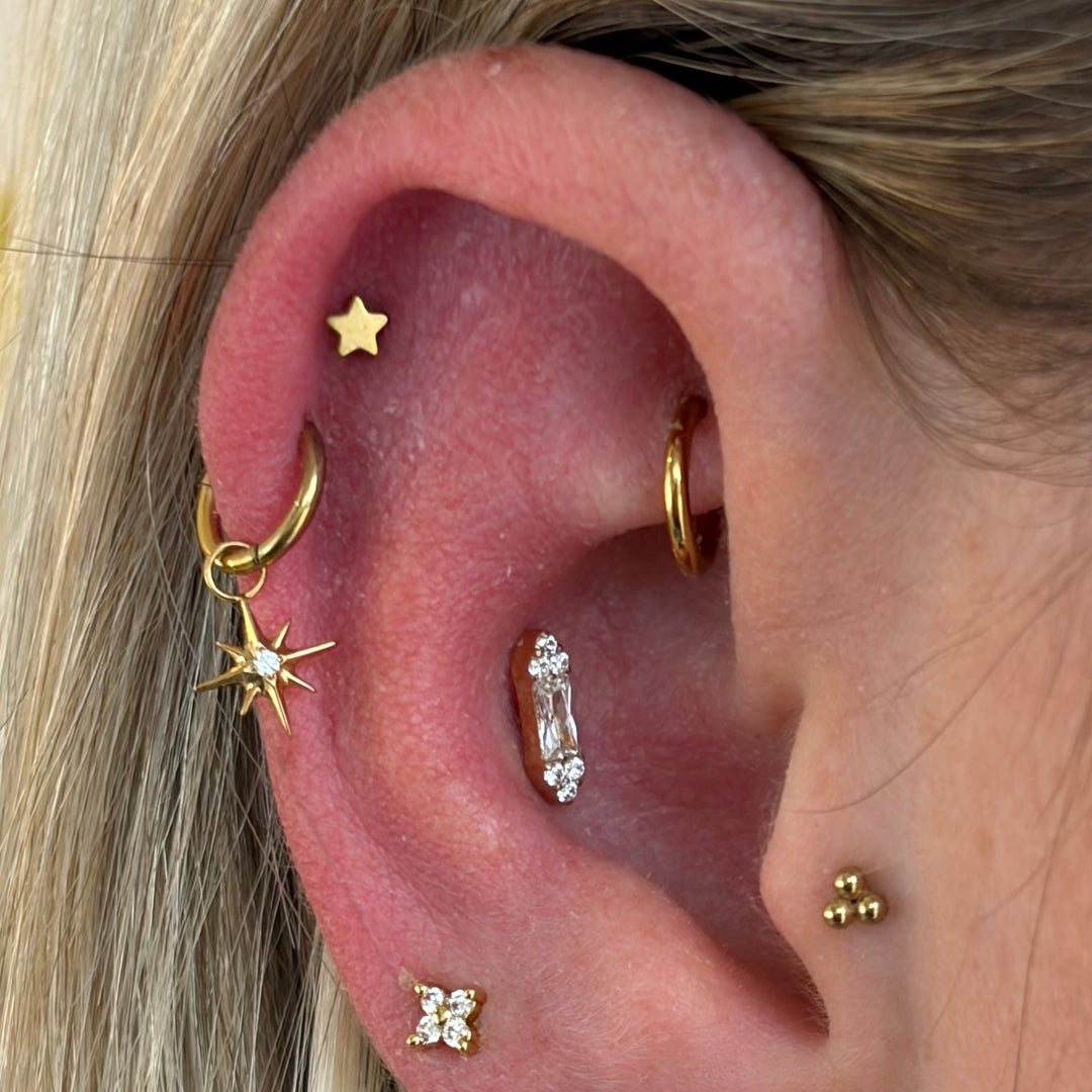 Star With A Crystal Earring Charm