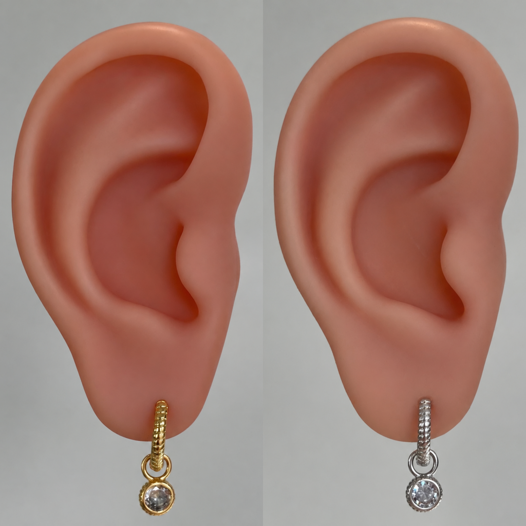 Crystal Charm Mini Hoops