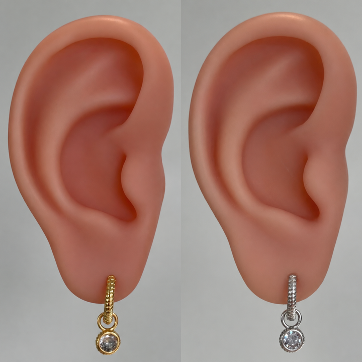 Crystal Charm Mini Hoops