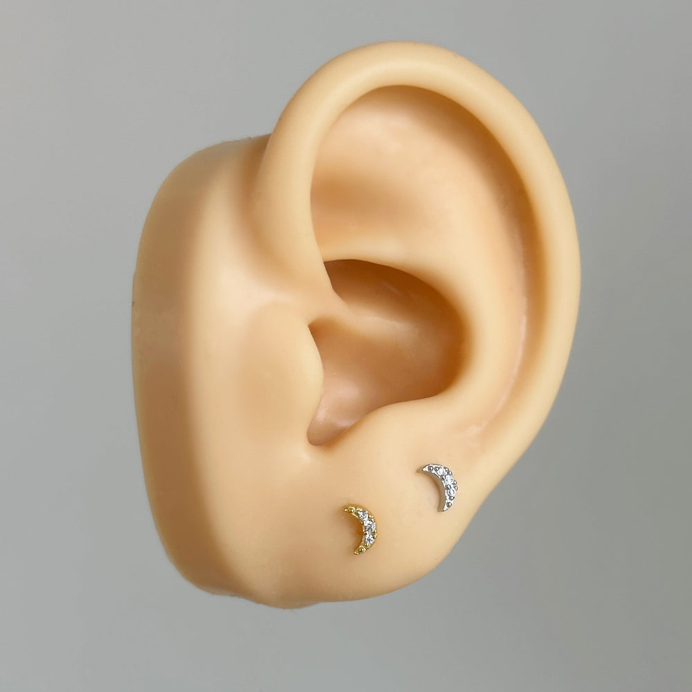 Tiny Crystal Moon Studs Dorathy & J