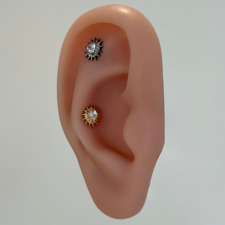 Fire Heart Single Stud