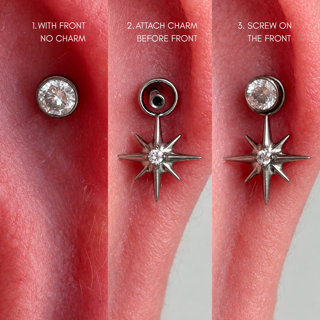 Star With A Crystal Earring Charm