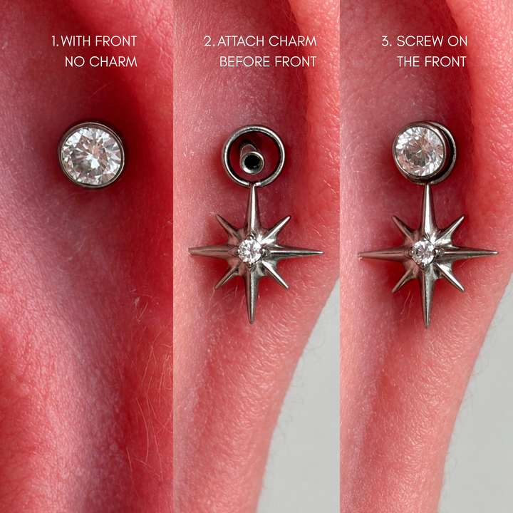 Star With A Crystal Earring Charm