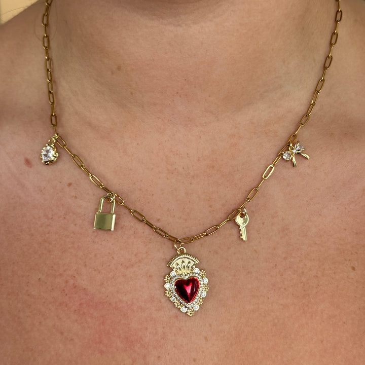 Sacred Heart Pre-made Charm Necklace