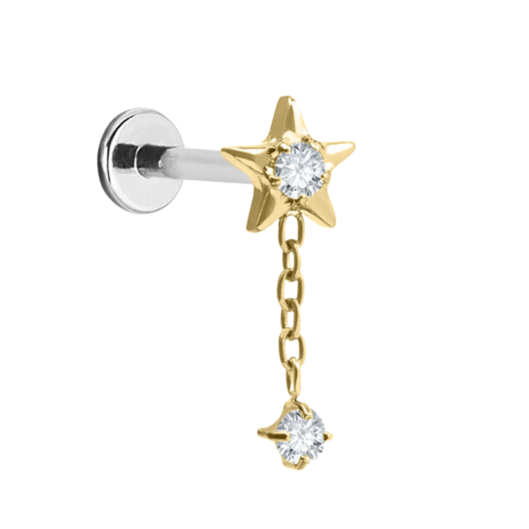 Star Chain Drop Single Stud