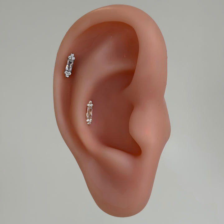Duo Crystal Baguette Single Stud