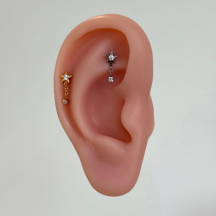 Star Chain Drop Single Stud