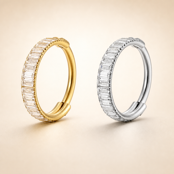 Baguette Crystal Single Hoop