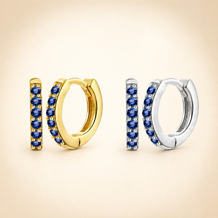 Navy Crystal Mini Hoops