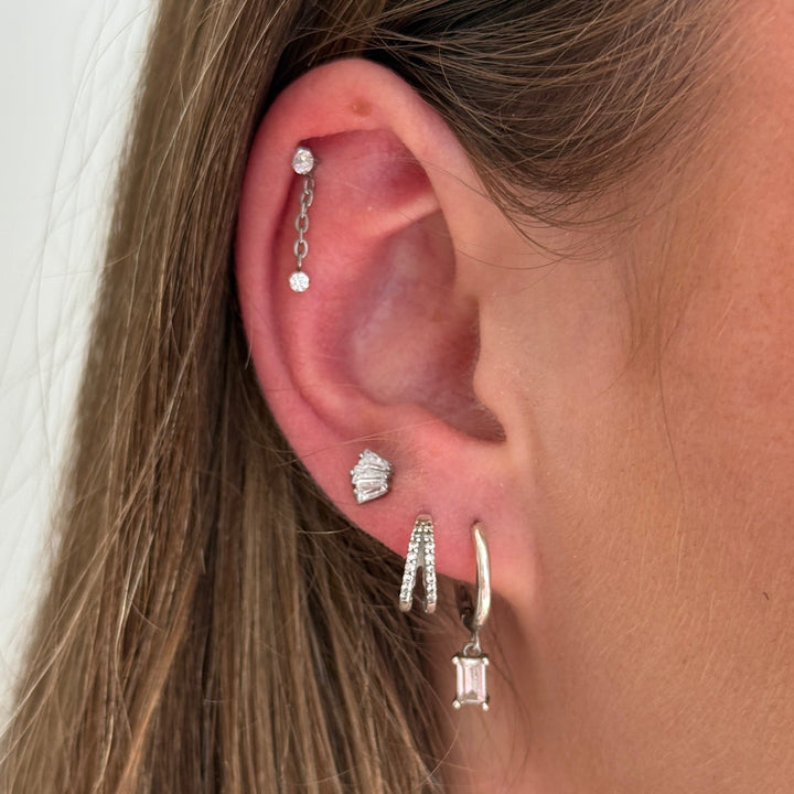Diamond Drop Mini Hoops