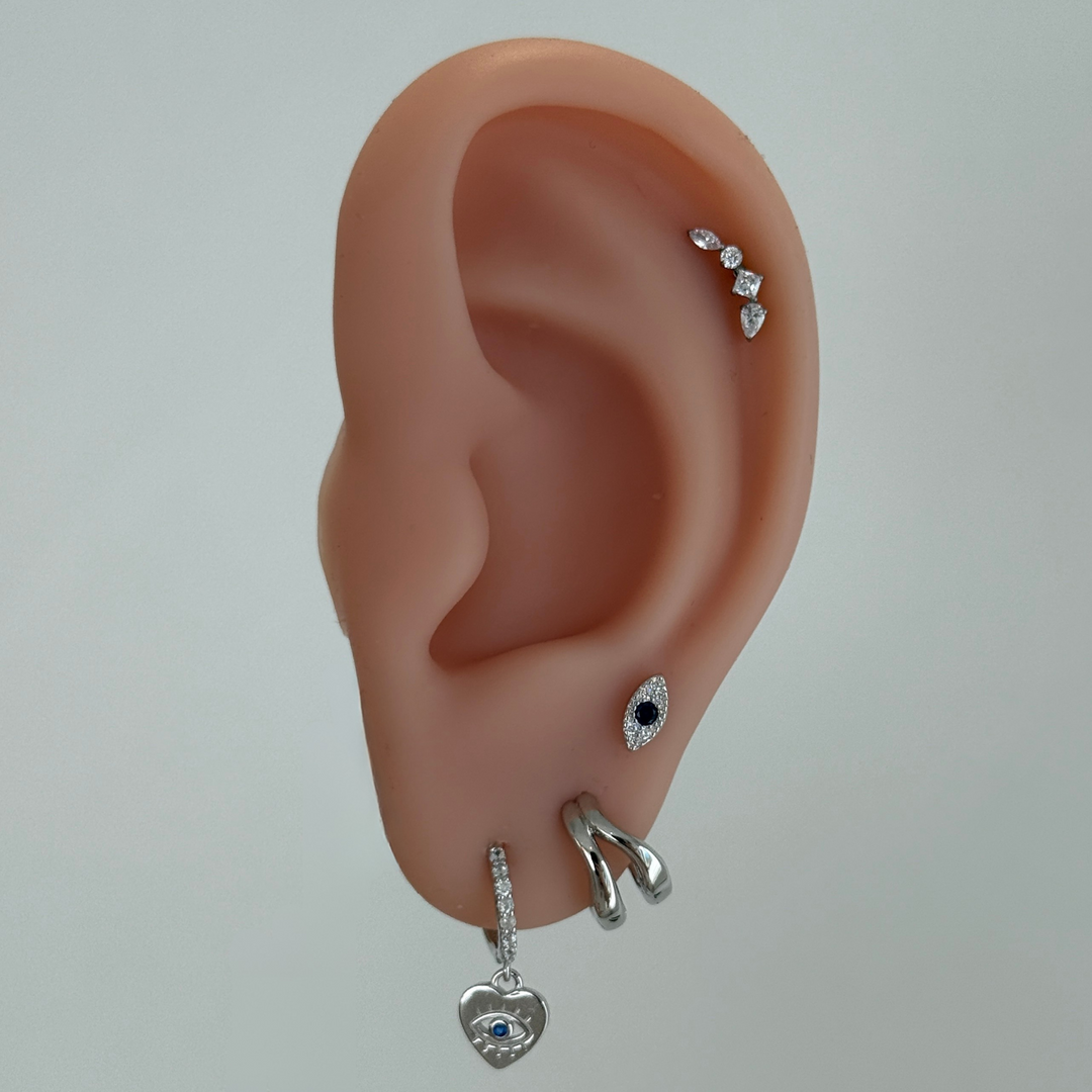 Evil Eye Heart Ear Stack Bundle