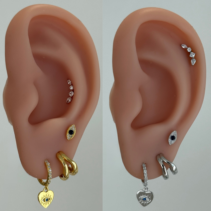Evil Eye Heart Ear Stack Bundle