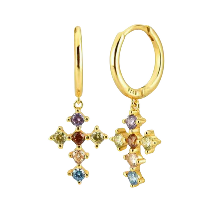 Colourful Cross Mini Hoops