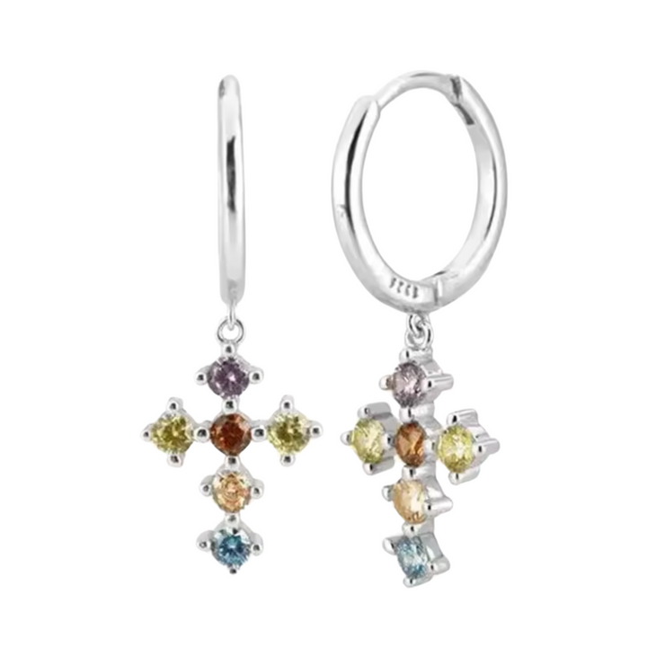 Colourful Cross Mini Hoops
