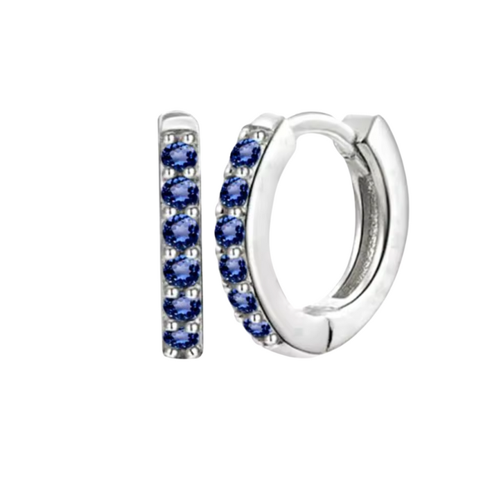 Navy Crystal Mini Hoops